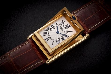 Cartier. A fine and rare 18K gold manual wind wristwatch